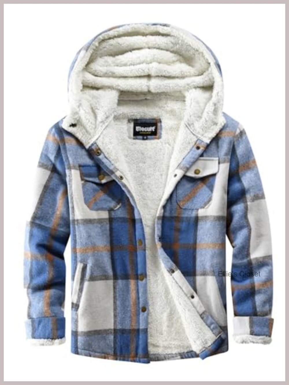 Women's Fleece Flannel Jacket Plaid Sherpa Button Down Hooded Jacket